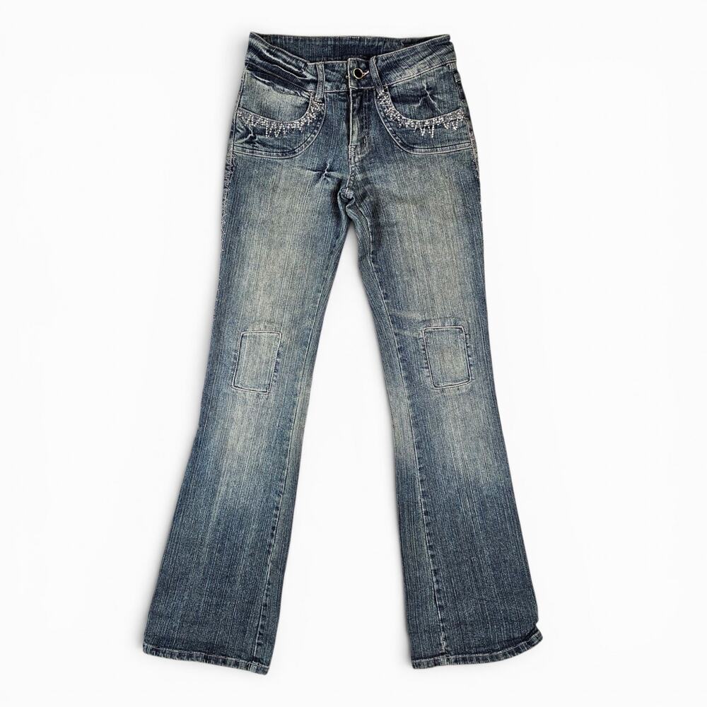 Y2k Euro Flared Jeans Embellished Fairycore- Size Small